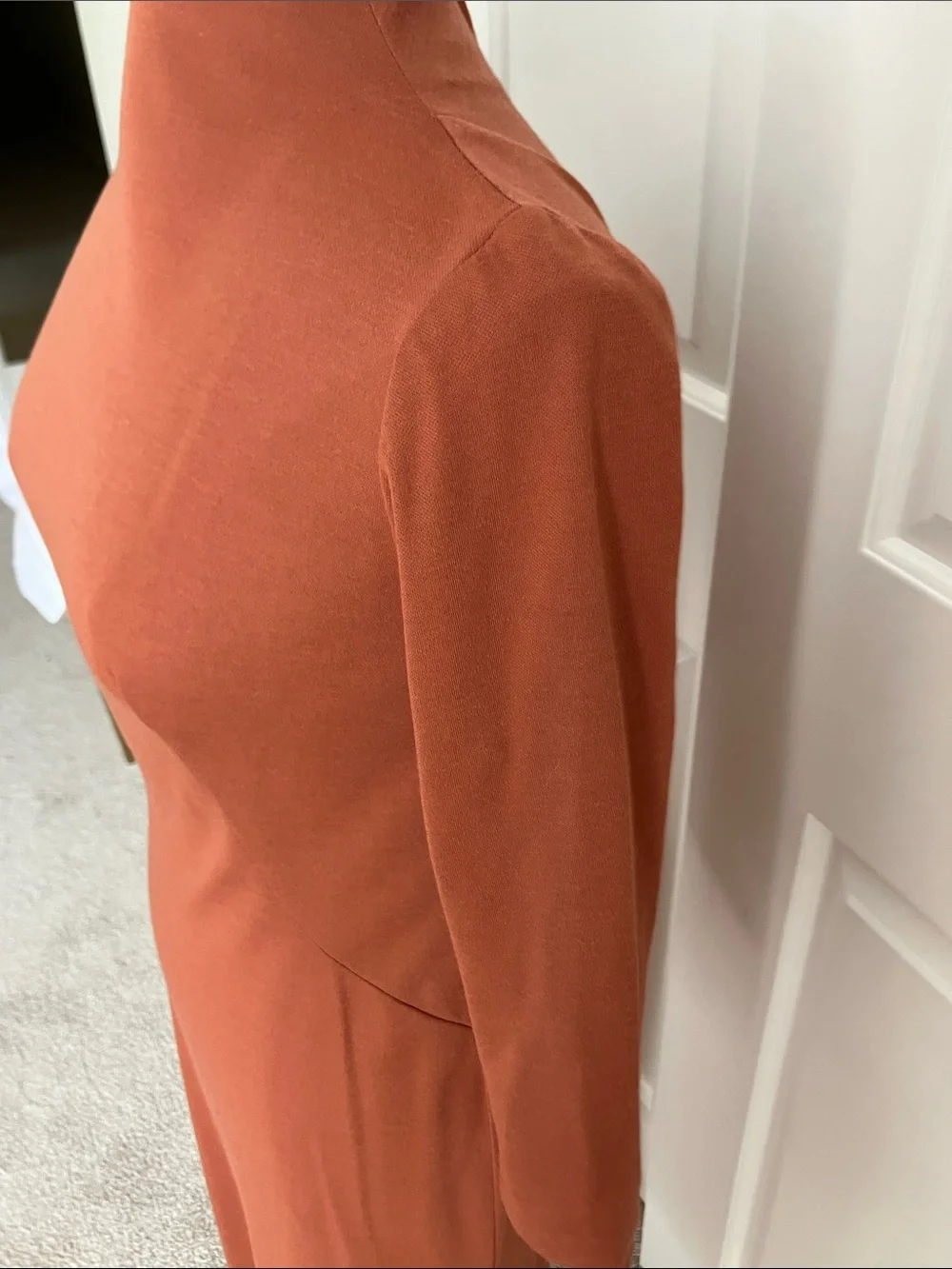 VTG Women's Rust Midi Dress with Black Fringe Shawl